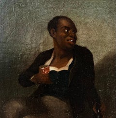 Portrait of African American Man Drinking titled "Evening Revelry"