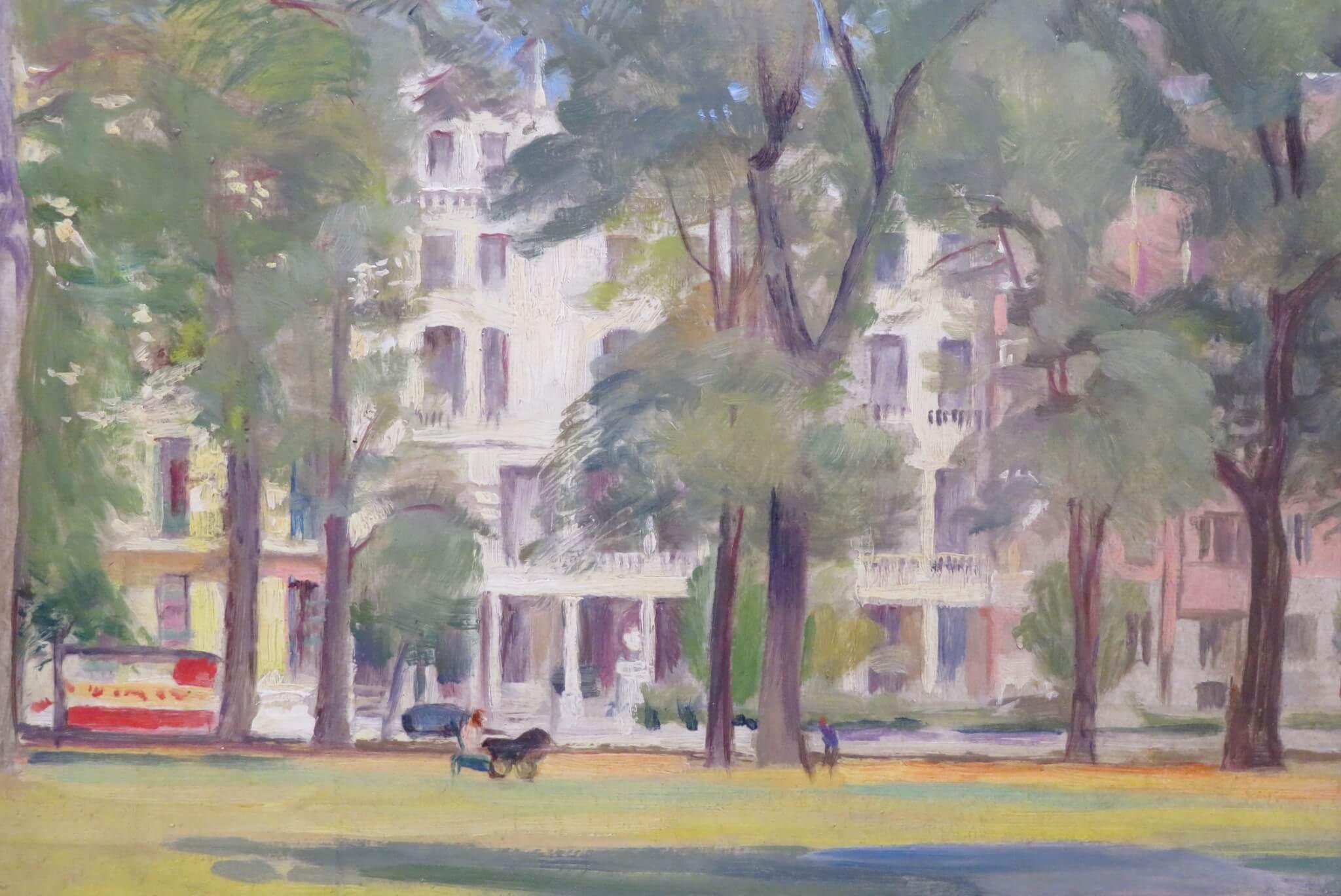 ENGLISCH Mitte 20. Jahrhundert Impressionist Ölgemälde LONDON KENSINGTON GARDENS – Painting von Francis William Helps