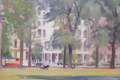 ENGLISH Mid 20th Century Impressionist oil painting LONDON KENSINGTON GARDENS