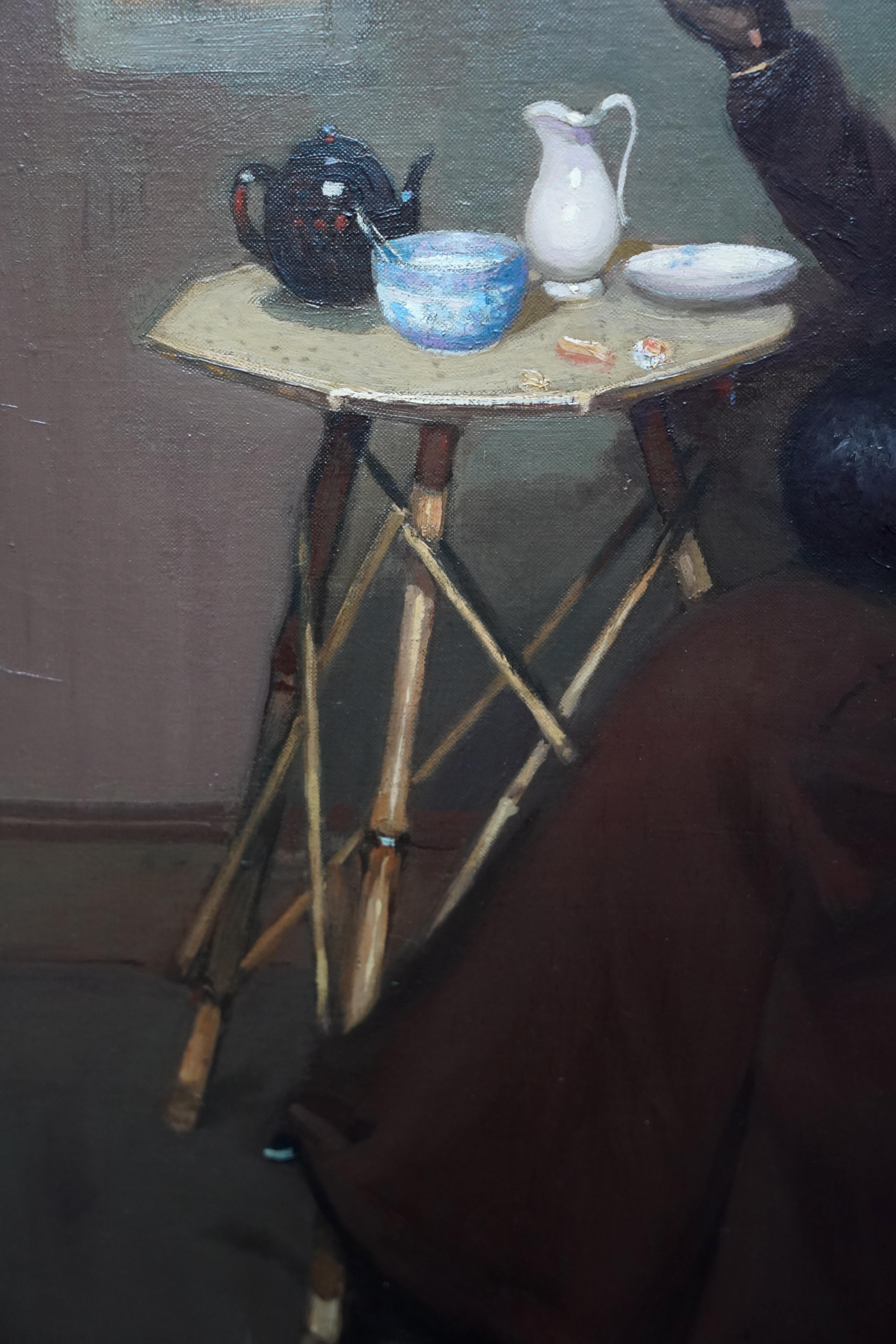 Afternoon Tea - Scottish Edwardian art interior portrait oil painting exh 1907 2