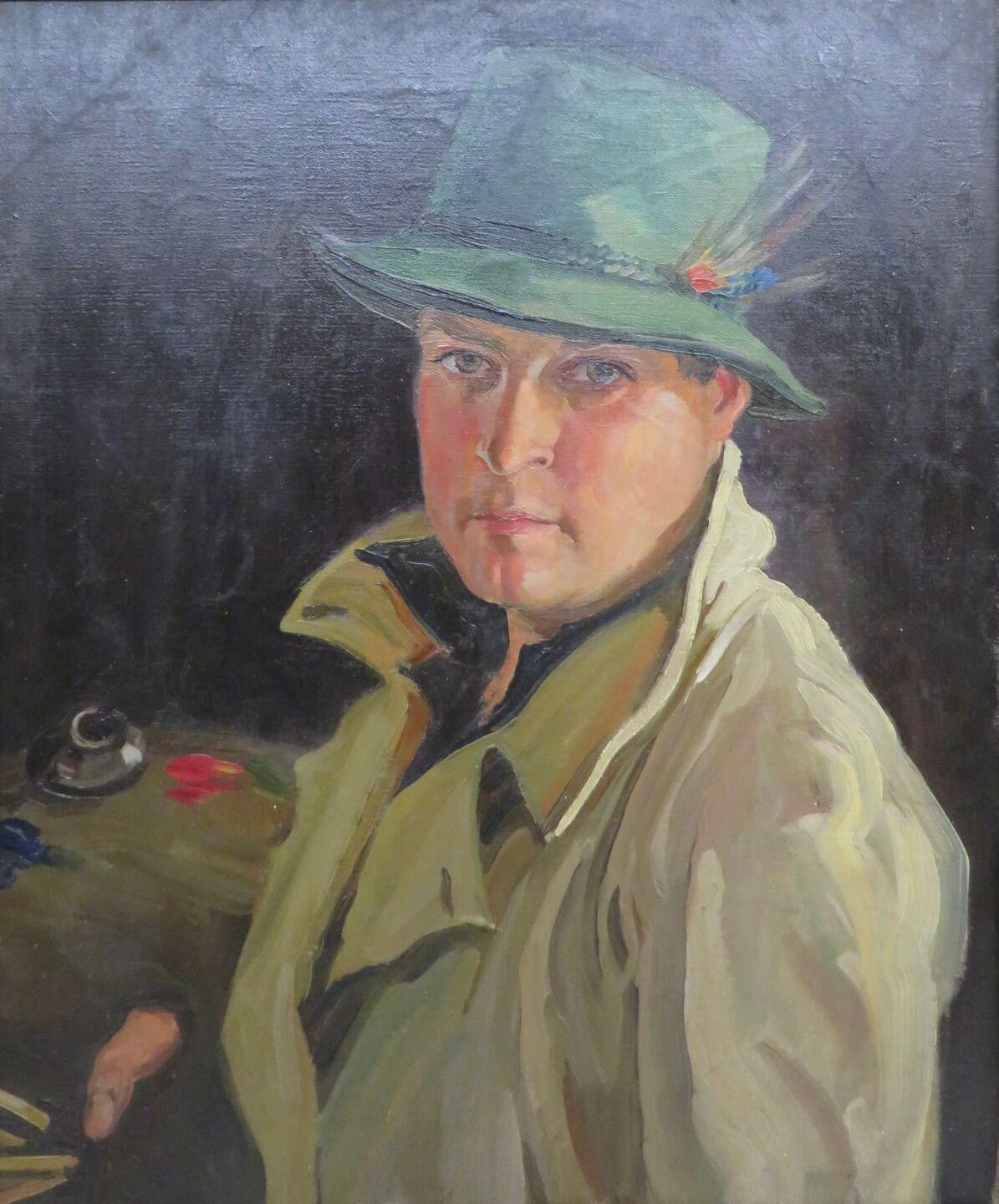 FRANCIS WYNNE THOMAS (1907-1989) Mid 20th Century oil painting ARTIST PORTRAIT - Post-Impressionist Painting by Francis Wynne Thomas (1907-1988)