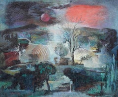 Chiltern Winter Landscape - British Surrealist 1940s art landscape oil painting