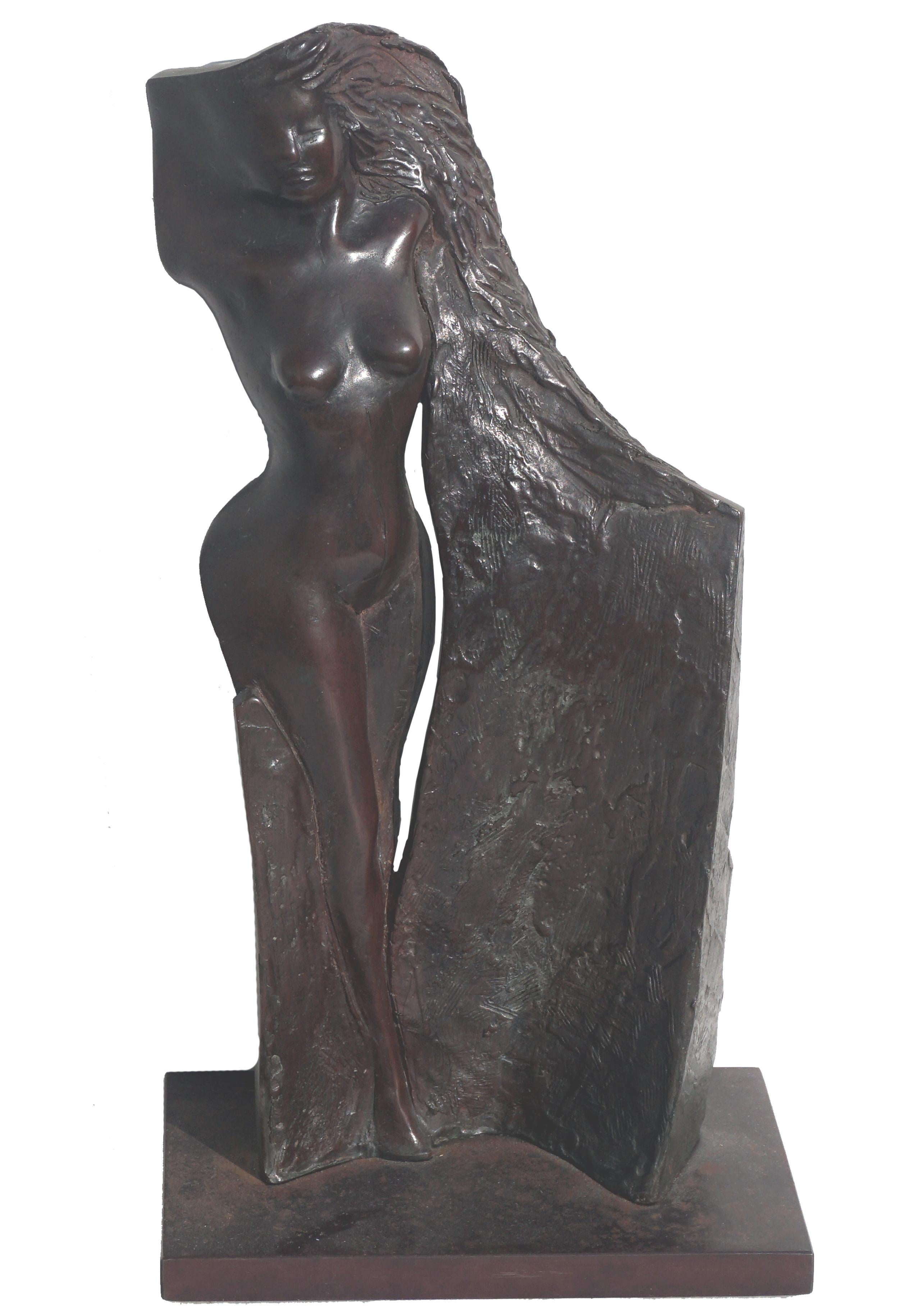 Modernistische Bronzeskulptur einer nackten Frau