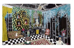 Die schwarze Lounge - 21. Jahrhundert, Zeitgenössische Kunst, figurative Malerei, Acryl