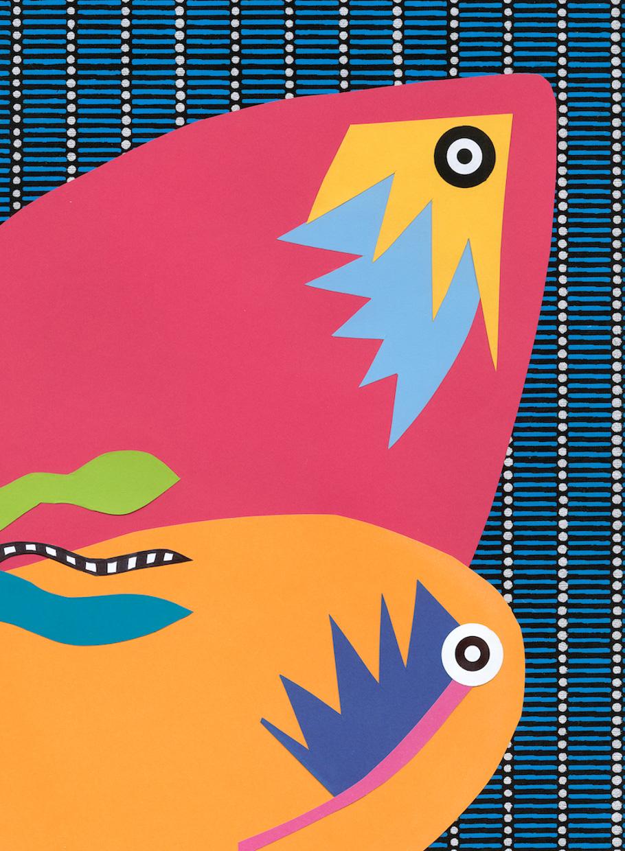 Papillion -Tirage giclée à édition limitée sur papier coton d'archives, abstrait, 2018. - Bleu Animal Print par Francisca Oyhanarte