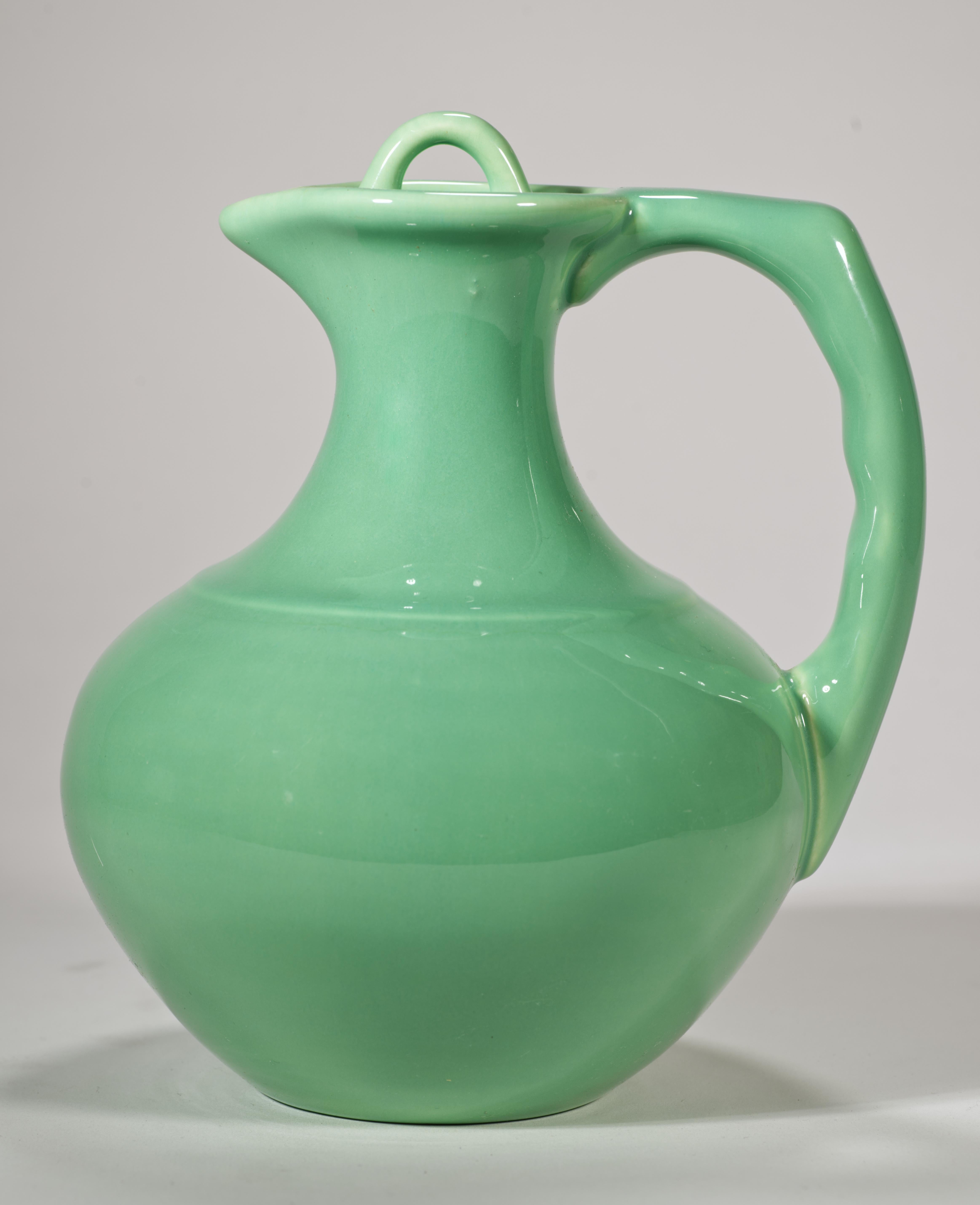 Franciscan by Gladding McBean El Patio Jarra con Tapa, Verde Niebla Marina Años 30 Cerámico en venta