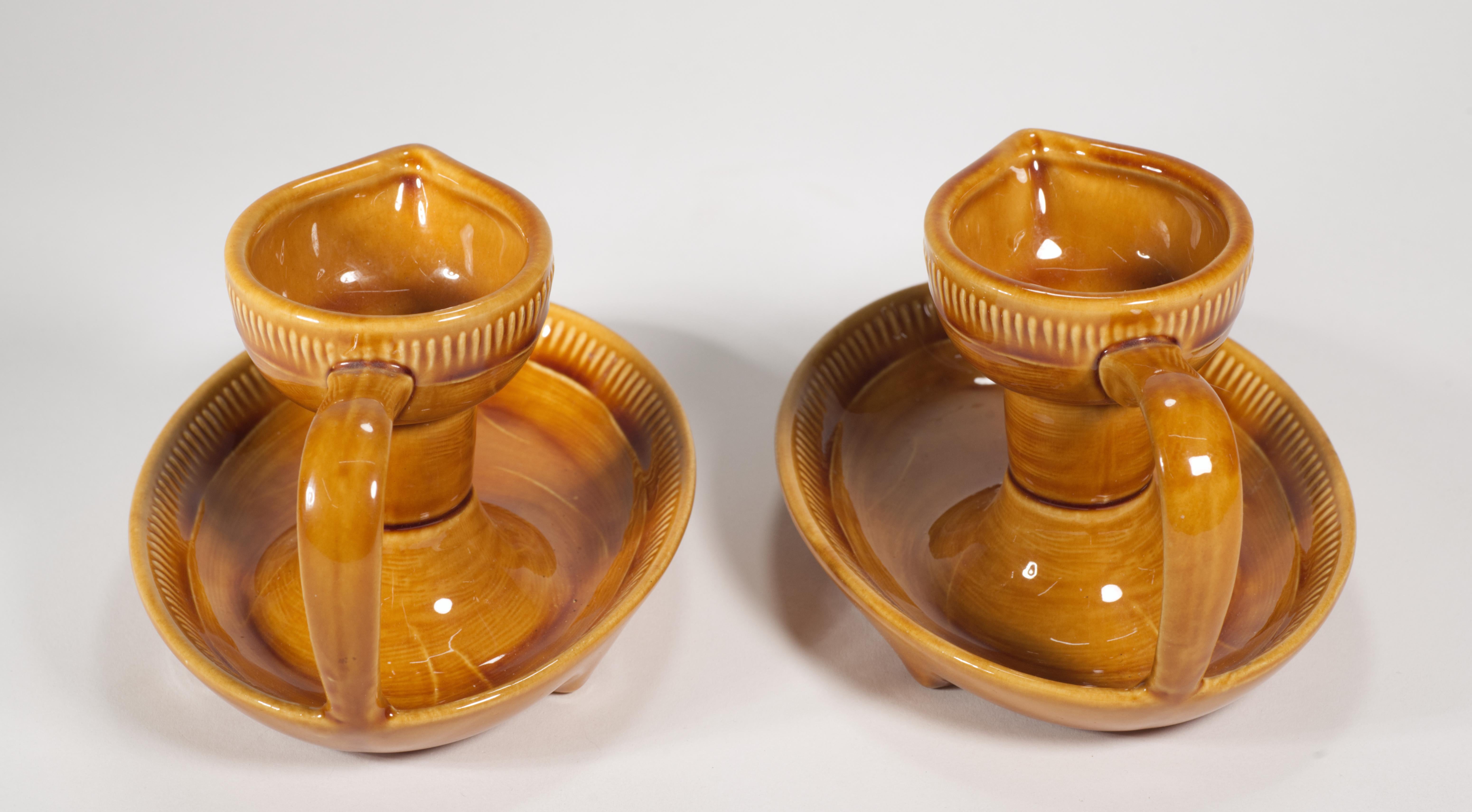 Franciscan by Gladding McBean Pair of Taper Candle Holders 1951-1954 California For Sale 3