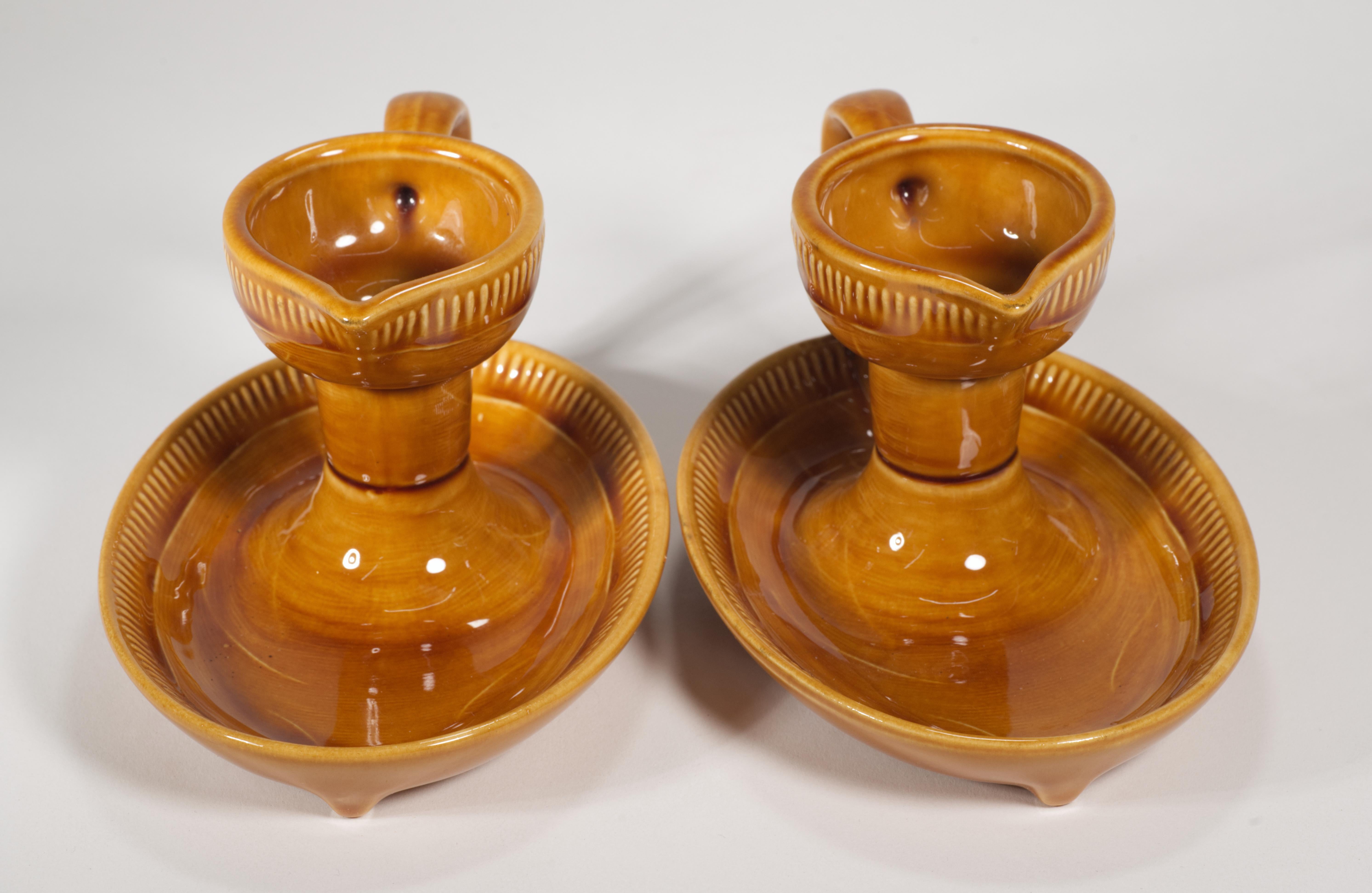 Franciscan by Gladding McBean Pair of Taper Candle Holders 1951-1954 California For Sale 4