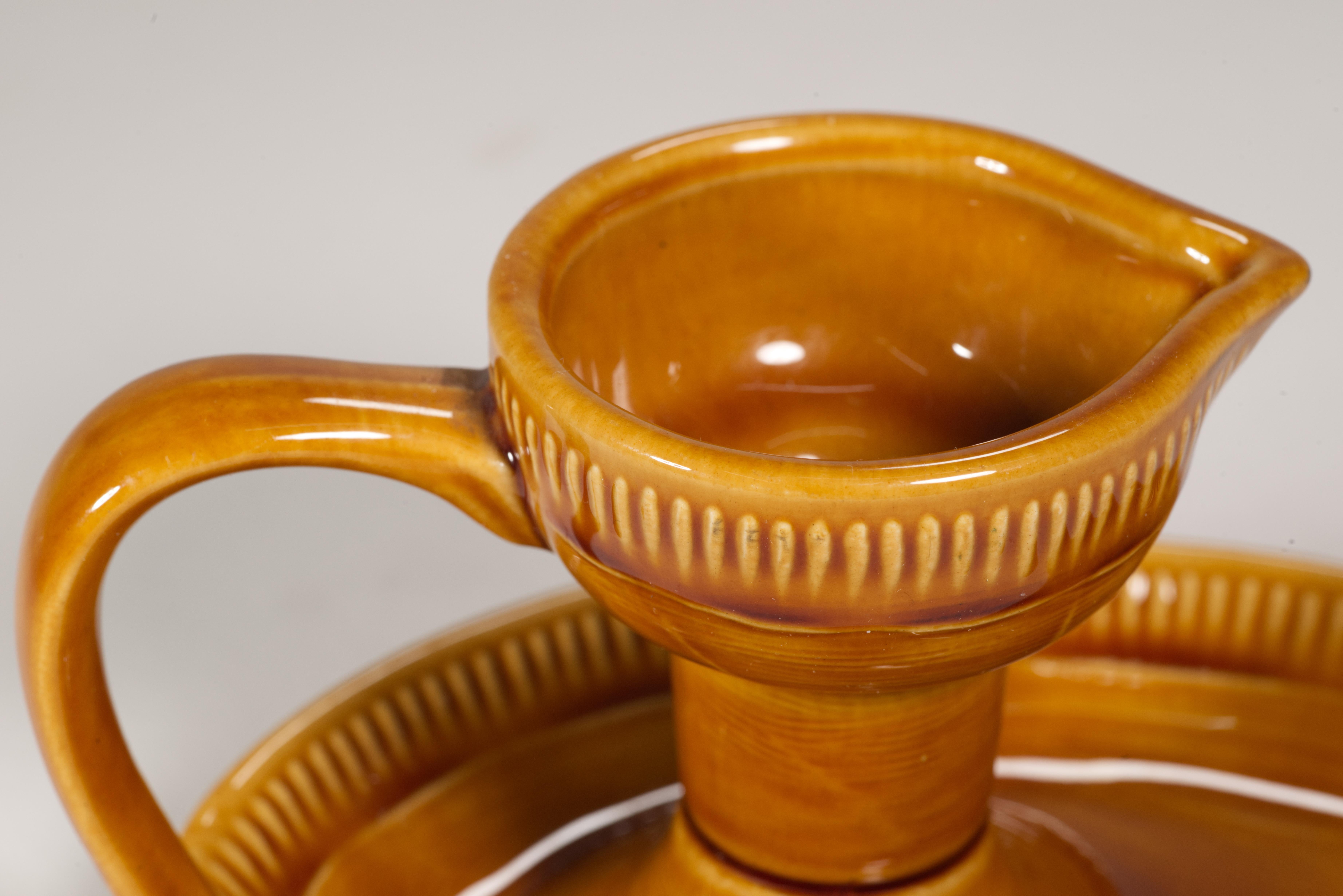 American Franciscan by Gladding McBean Pair of Taper Candle Holders 1951-1954 California For Sale
