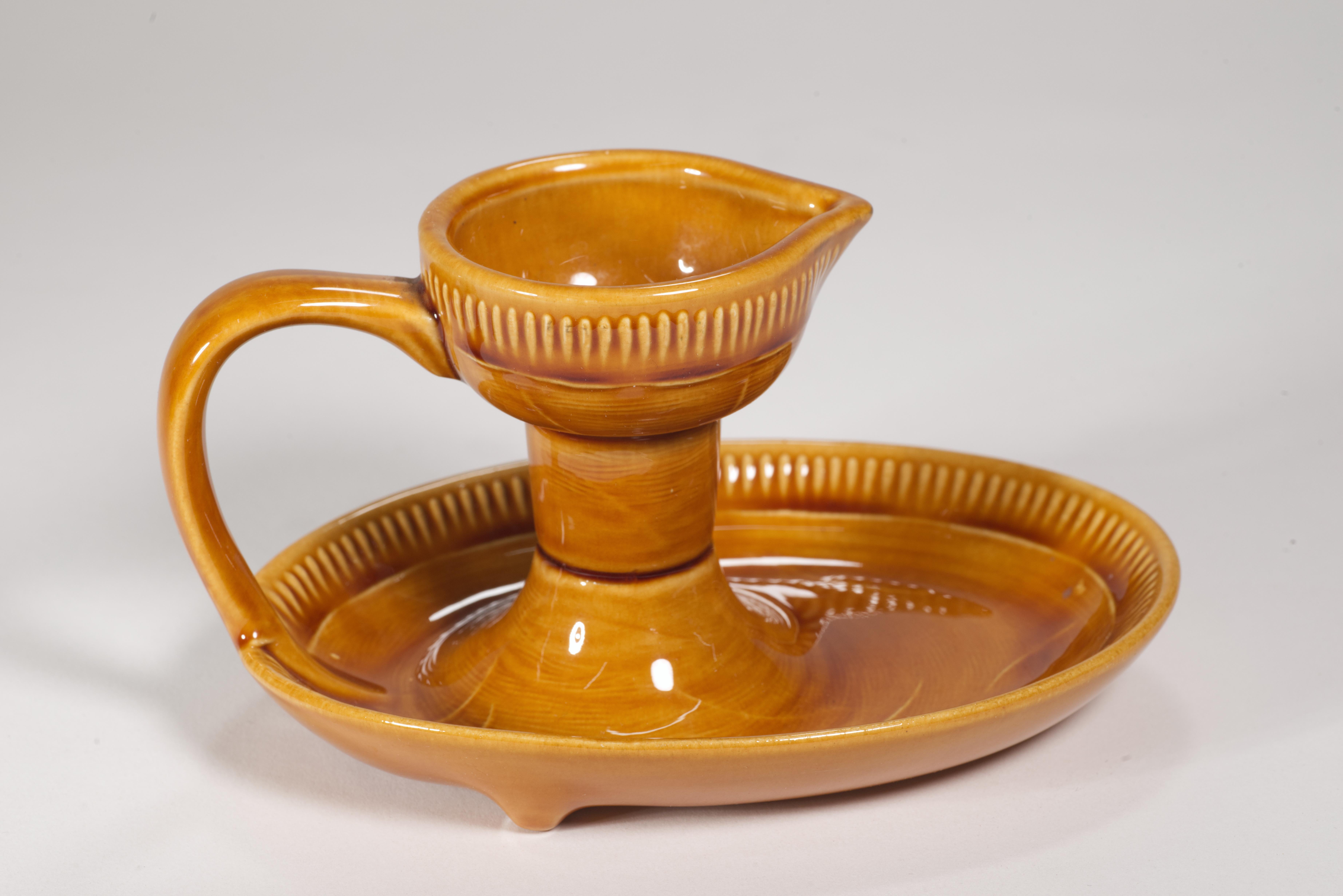 Glazed Franciscan by Gladding McBean Pair of Taper Candle Holders 1951-1954 California For Sale