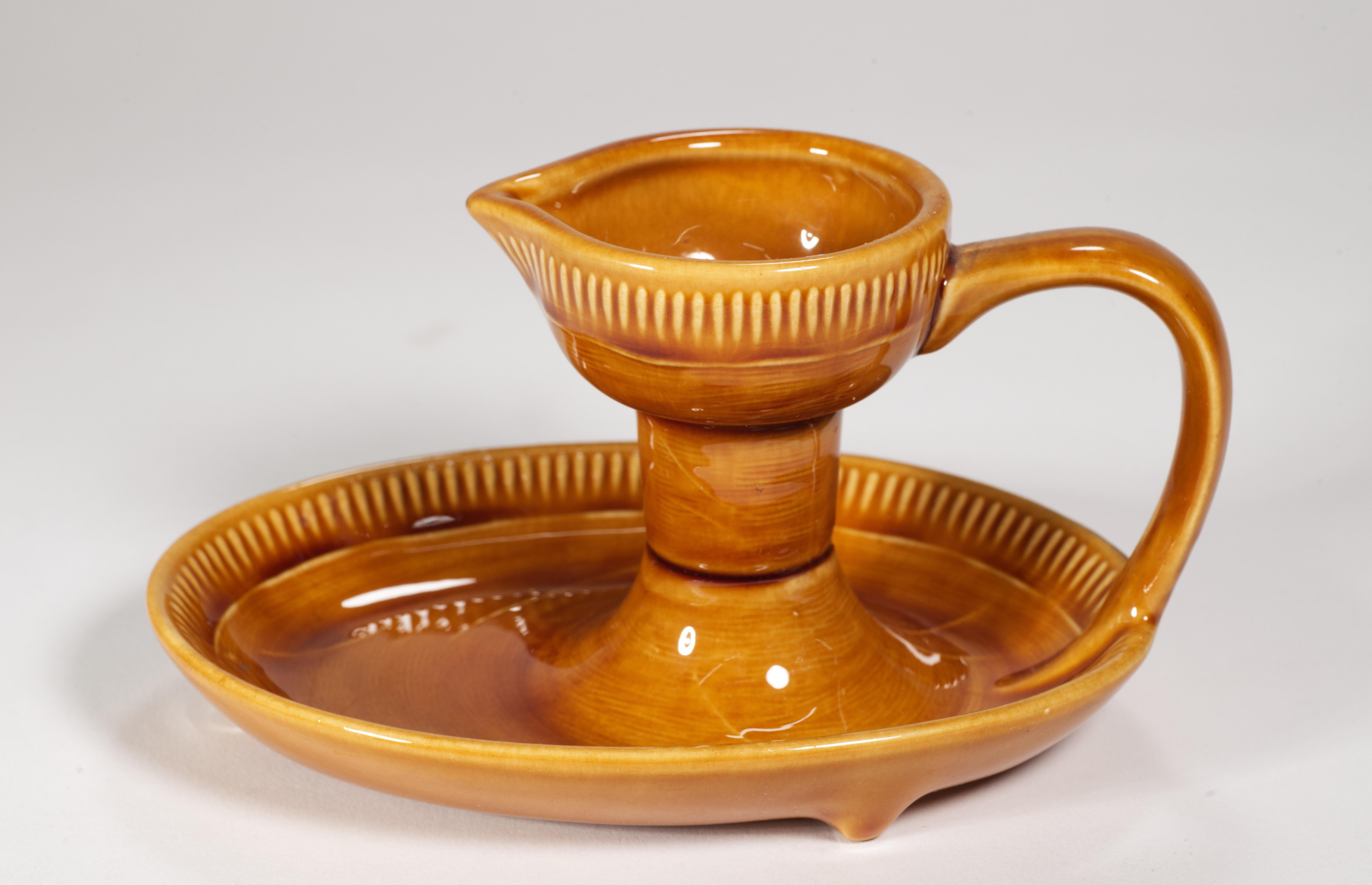 Franciscan by Gladding McBean Pair of Taper Candle Holders 1951-1954 California In Good Condition For Sale In Clifton Springs, NY