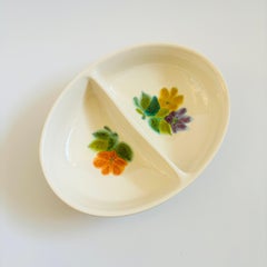 Bol de service ovale divisé en faïence franciscaine