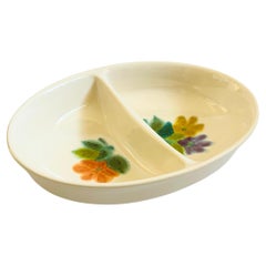 Bol de service ovale divisé en faïence franciscaine