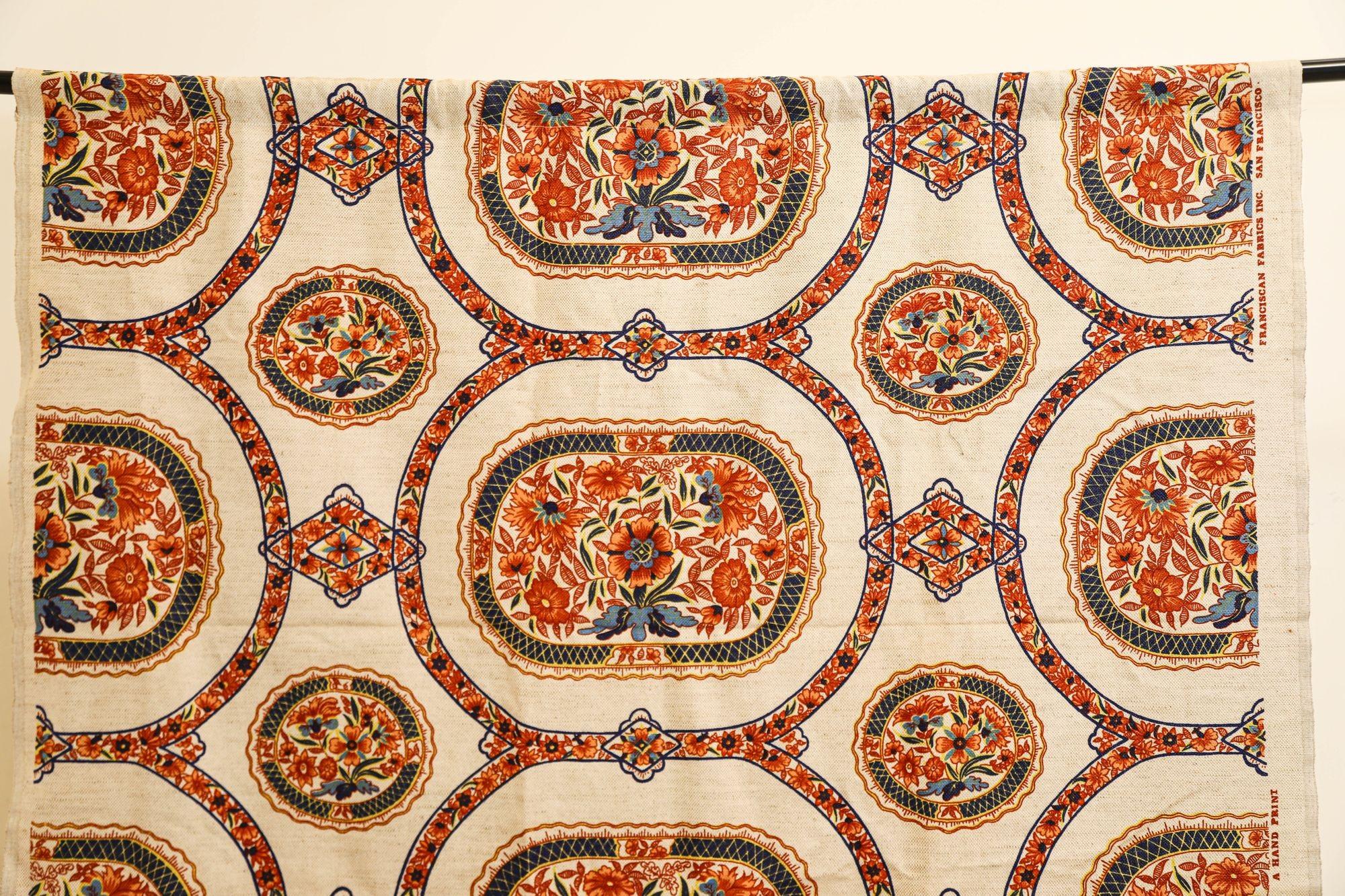 Franciscan Fabrics San Francisco Hand Block Print Textile Fabric 1970s For Sale 6