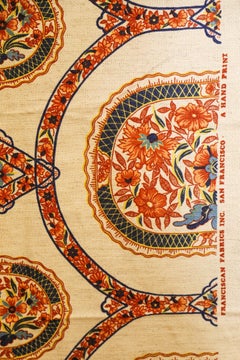 Franciscan Fabrics San Francisco Hand Block Print Textile Fabric 1970s