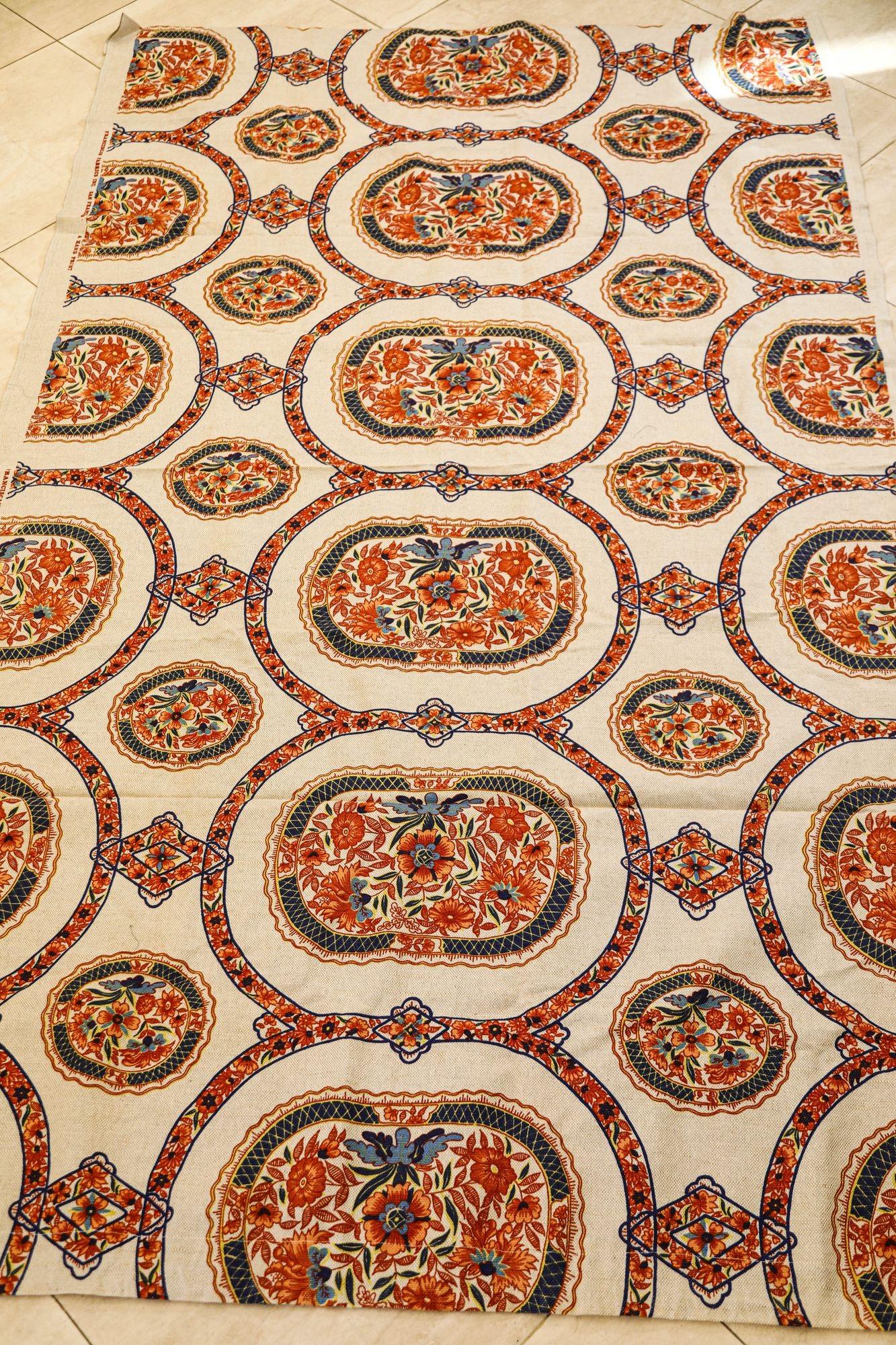 Franciscan Fabrics San Francisco Hand Block Print Textile Fabric 1970s In Good Condition For Sale In North Hollywood, CA