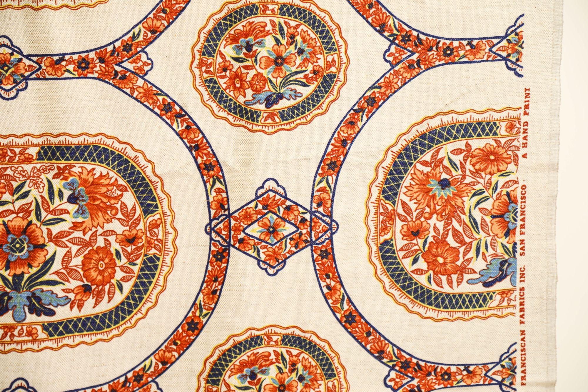 Franciscan Fabrics San Francisco Hand Block Print Textile Fabric 1970s For Sale 2