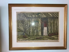 Francisco Amighetti "Mujer" Farbiger Holzschnitt