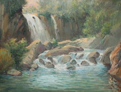 Paisaje con cascada (Cazorla, Jaén) - Óleo sobre tela - Firmado y enmarcado
