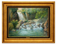 Paisaje con cascada (Cazorla, Jaén) - Óleo sobre tela - Firmado y enmarcado