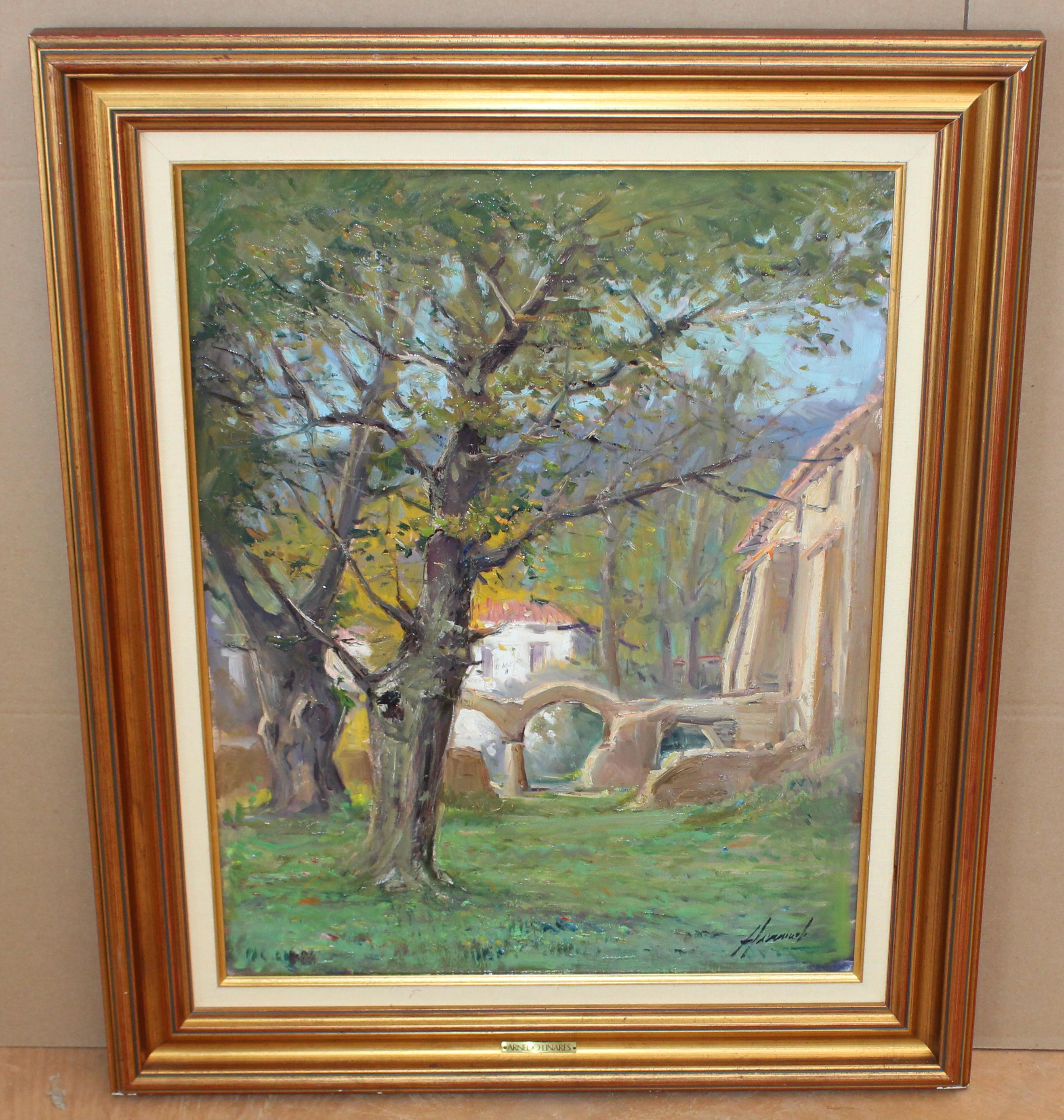 Paisaje de Virgen De La Vega (Teruel) - Óleo sobre tela - Firmado y enmarcado
