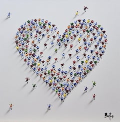 Bartus, "Cuore e anima", 24x24, Tecnica mista figurativa con texture a cuore colorato