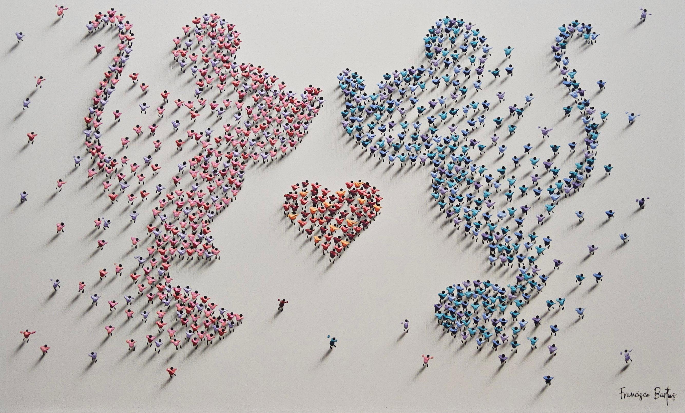 Bartus, "Topi innamorati" 32x47 Mickey e Minnie Heart People Textured