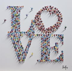 Francisco Bartus, „A Little Love“, 24x24, Texturiertes Herz, Gemälde in Mischtechnik