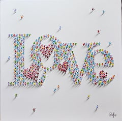 Francisco Bartus, "All You Need is Love", 32x32, peinture de techniques mixtes texturée 