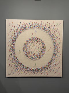Francisco Bartus "Endless Motion" 40x40 Circle Textured Mixed Media Painting