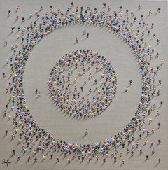 Francisco Bartus "Endless Motion" 40x40 Circle Textured Mixed Media Painting