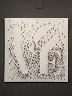 Francisco Bartus, "Faded Love" 40x40 Peinture de personnages colorée et texturée