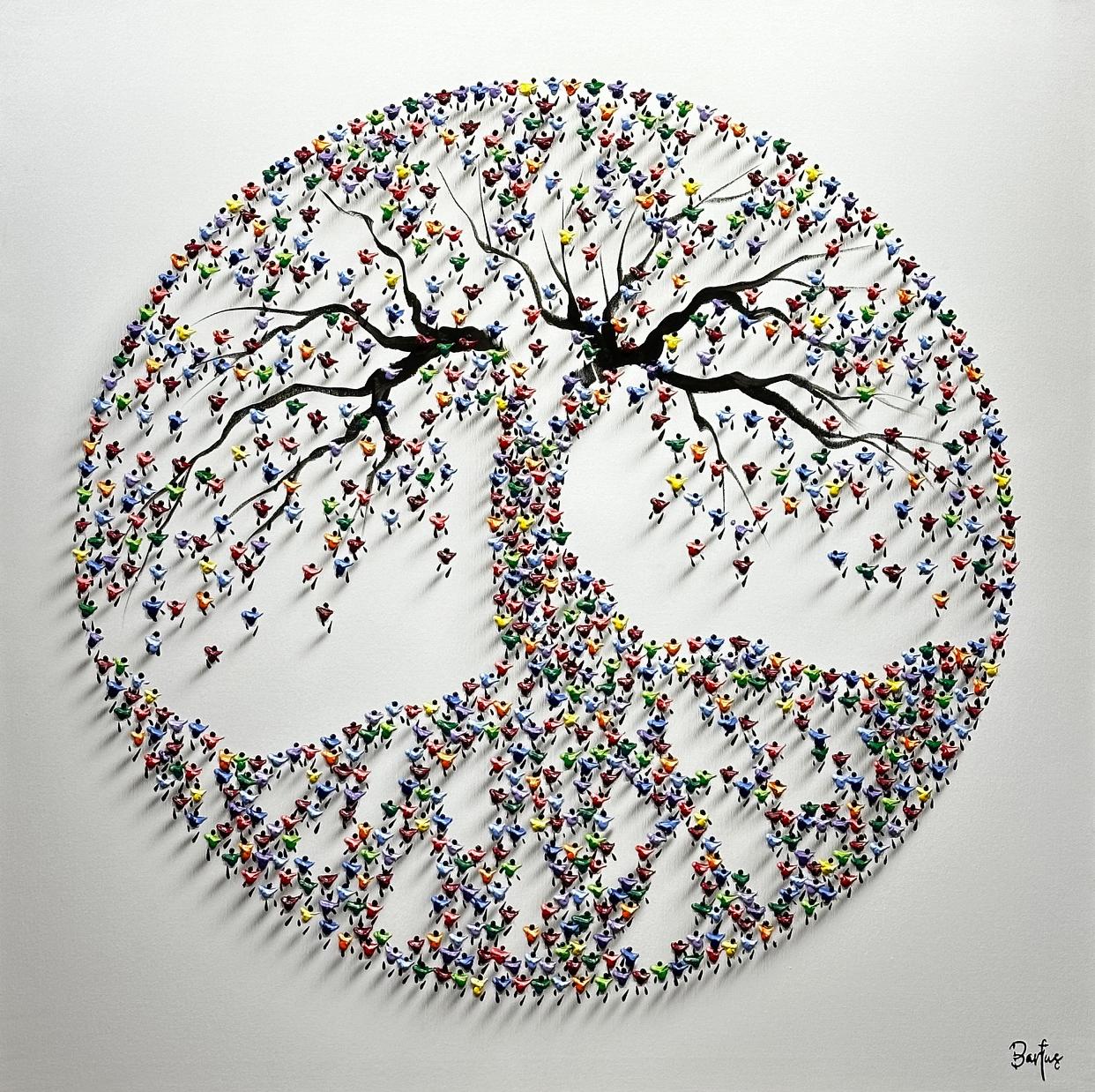 Francisco Bartus, "Flourishing ", 39x39 Textured Tree of Life Painting