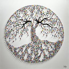 Francisco Bartus, "Flourishing ", 39x39 Textured Tree of Life Painting