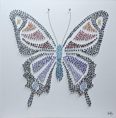 Francisco Bartus, "Fly Free", 40x40 Textured Butterfly Mixed Media Painting