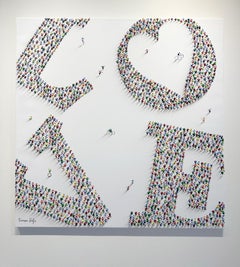 Francisco Bartus, « Four Corners of Love », peinture figurative texturée 47x47