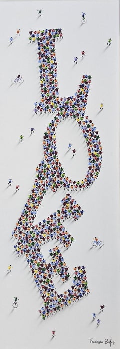 Francisco Bartus, "Gathered in Love", 50x20 Colorful Textured Figure Painting