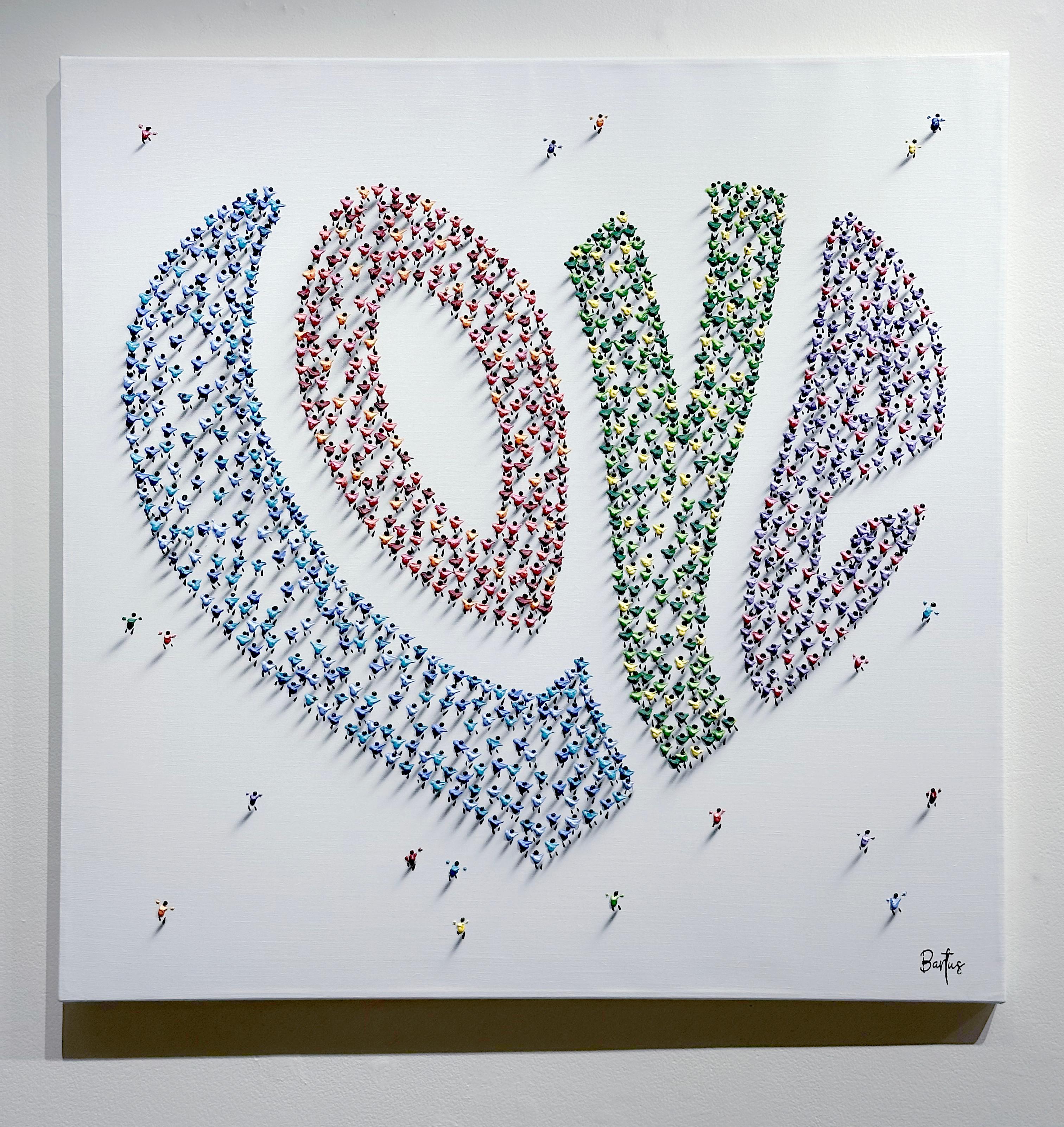 Francisco Bartus, Heart Full of Love, 39x39, peinture de techniques mixtes texturée  en vente 1