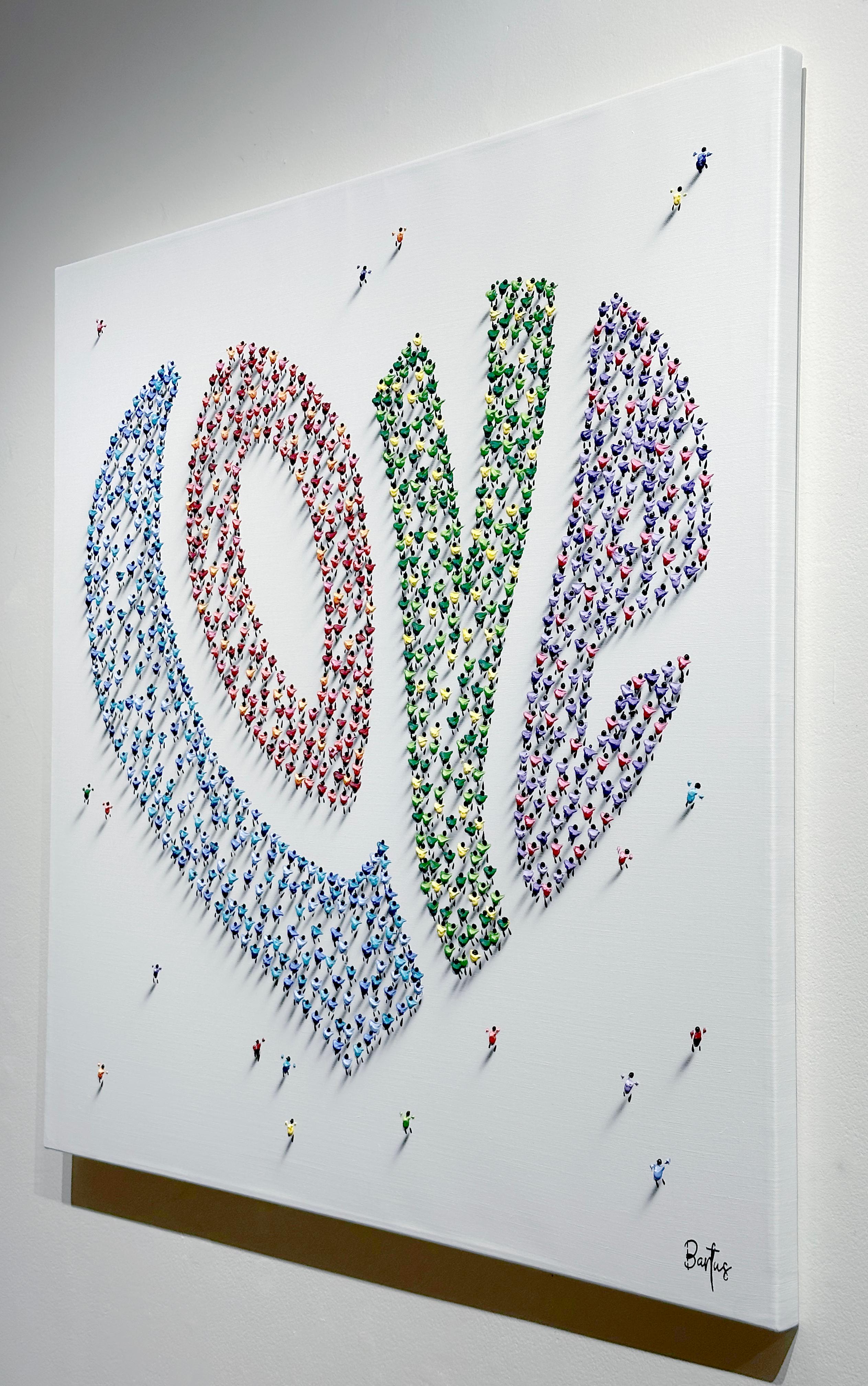 Francisco Bartus, Heart Full of Love, 39x39, peinture de techniques mixtes texturée  en vente 2