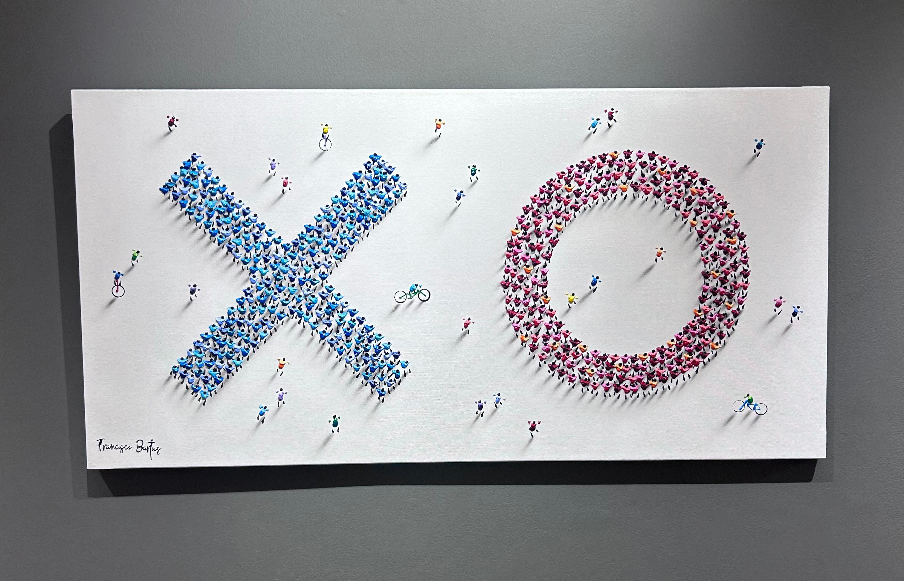 Francisco Bartus, „Hugs and Kisses“, 24x47, Texturiertes Gemälde in Mischtechnik im Angebot 1