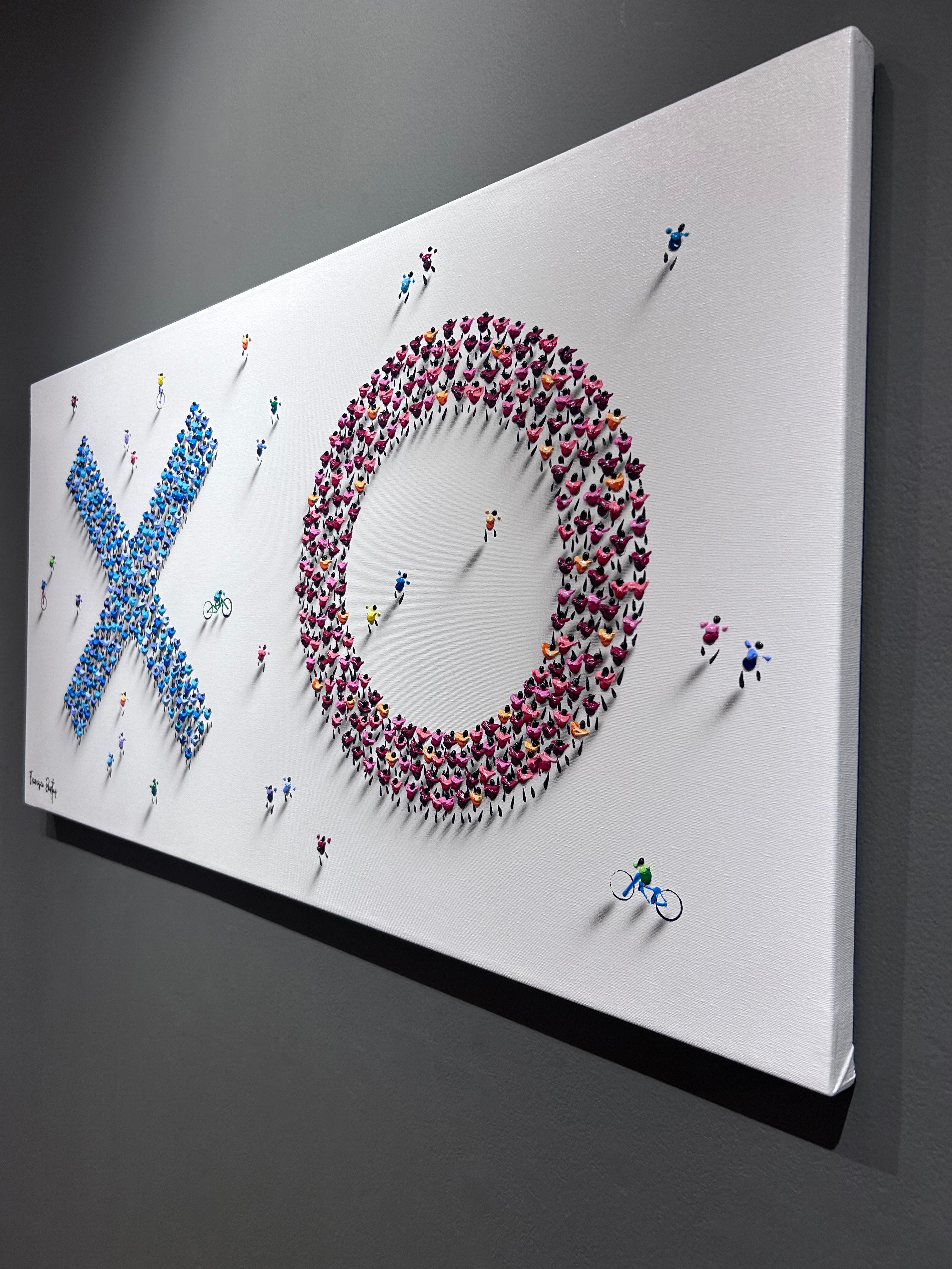 Francisco Bartus, „Hugs and Kisses“, 24x47, Texturiertes Gemälde in Mischtechnik im Angebot 2