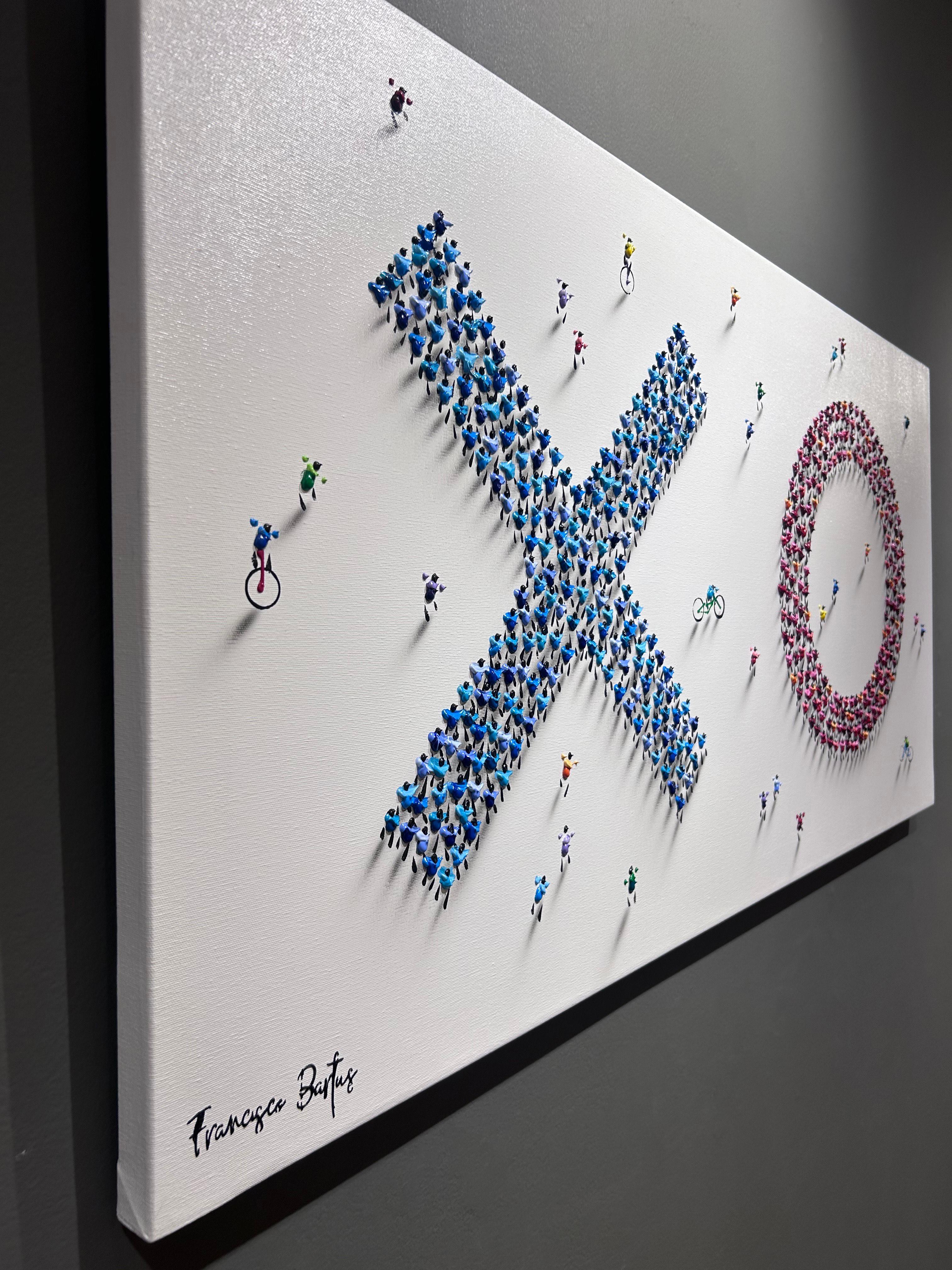 Francisco Bartus, „Hugs and Kisses“, 24x47, Texturiertes Gemälde in Mischtechnik im Angebot 3