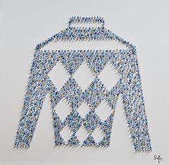 Francisco Bartus, "Jockey's Pride" 40x40 Colorful Textured Silk People Painting