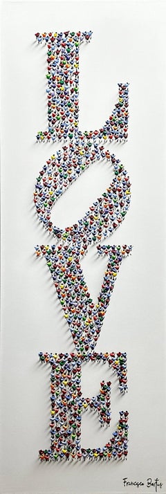 Francisco Bartus, "Amore gioioso" 55,5x19,75 Quadro a figure con texture colorate