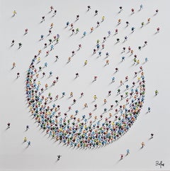 Francisco Bartus, "Lifted by Light" 40x40 Textured Figure Mixed Media Painting