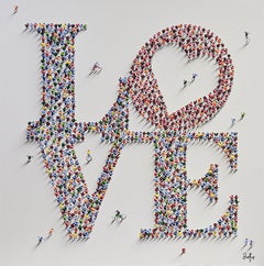 Francisco Bartus, Love Unconditionally, peinture multimédia texturée 40 x 40 