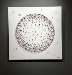 Francisco Bartus, "Luna", 39 x 39, Circle Textured Figure Mixed Media Painting