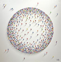 Francisco Bartus, „Luna“, 39 x 39, Kreis, strukturierte Figur, Gemälde in Mischtechnik