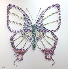 Francisco Bartus, "Metamorphisis", 40x40 Textured Butterfly Painting on Canvas