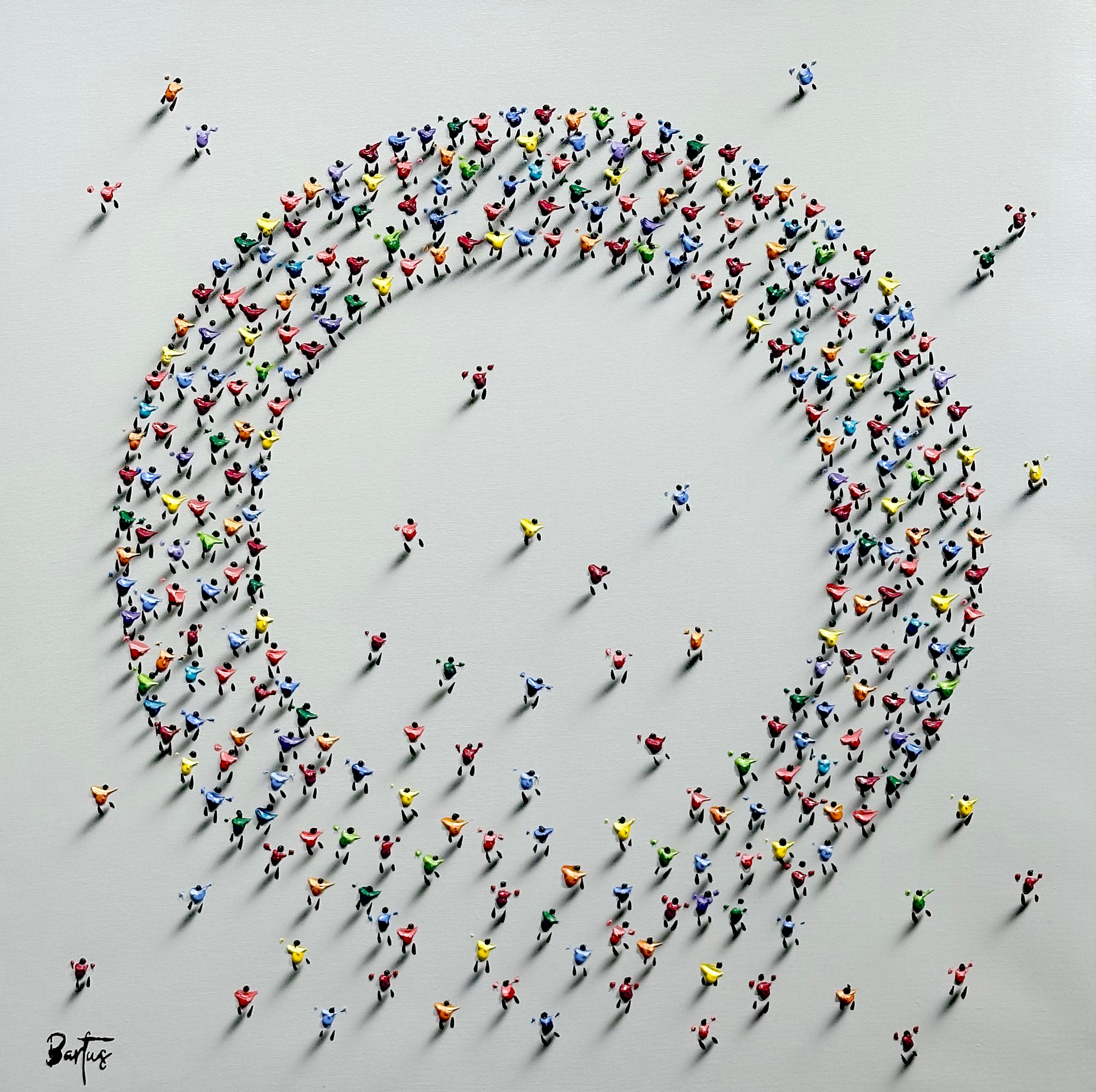 Francisco Bartus, "Open Circle", 31 x 31, Textured Figure Mixed Media Painting 